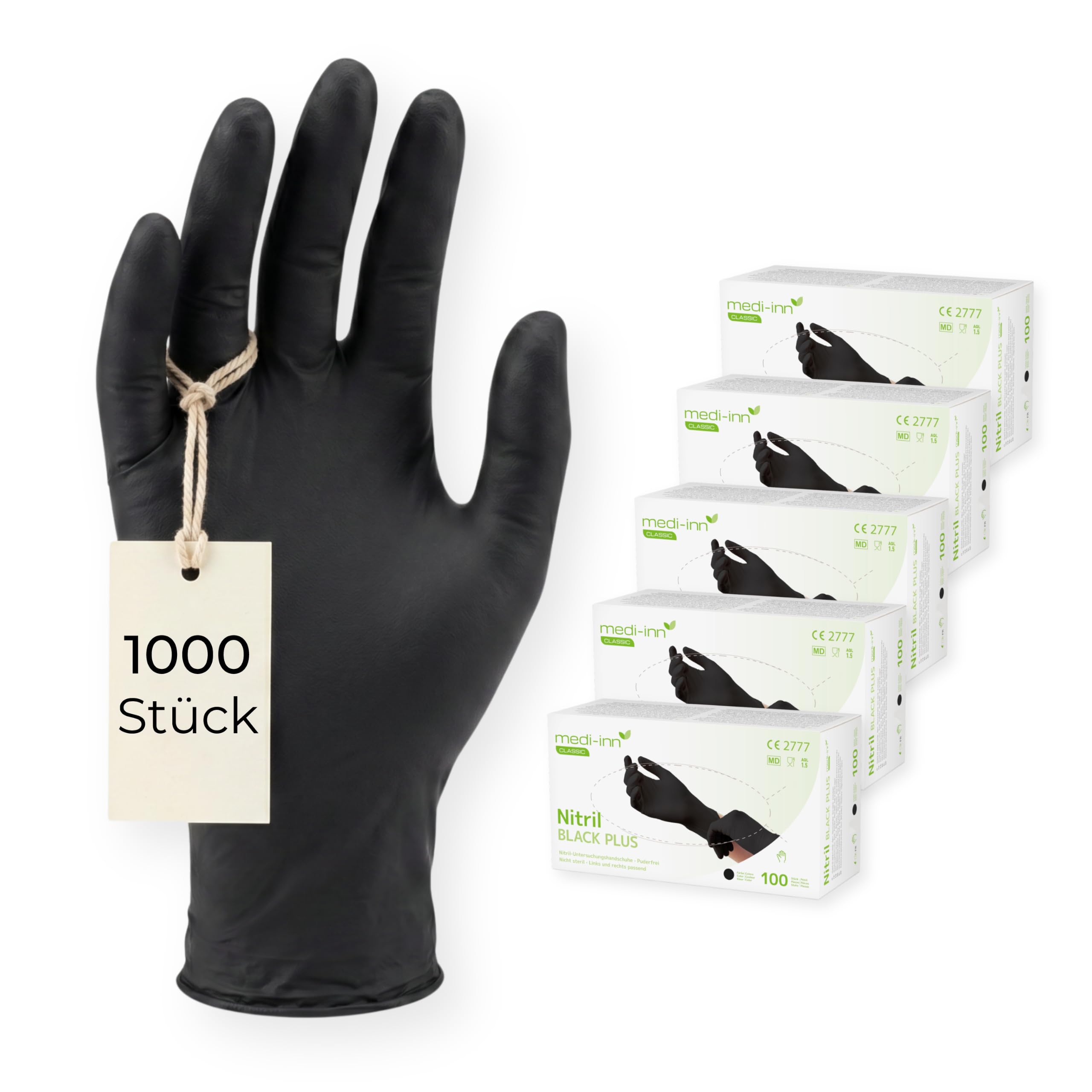 Medi-Inn+ Nitril black plus Einweghandschuhe Größe S | 1000 Stück | Nitrilhandschuhe schwarz in praktischer Spenderbox | puderfrei & latexfrei