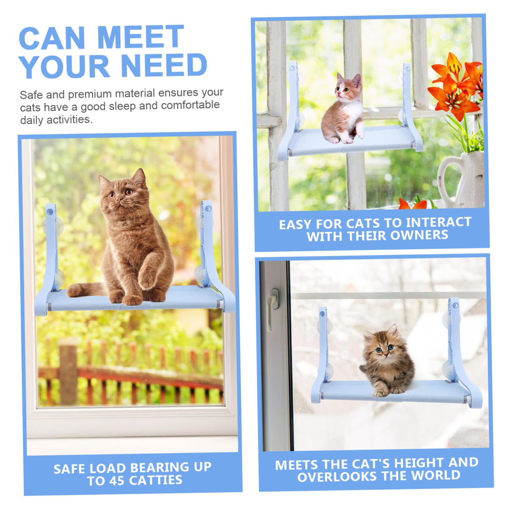Abaodam Katzen Fensterhängematte mit Saugnäpfen Komfortables Katzennest aus Weichem Material Fenstersitzplatz für Kleintiere Haustierbett für Zuhause und Jahreszeiten
