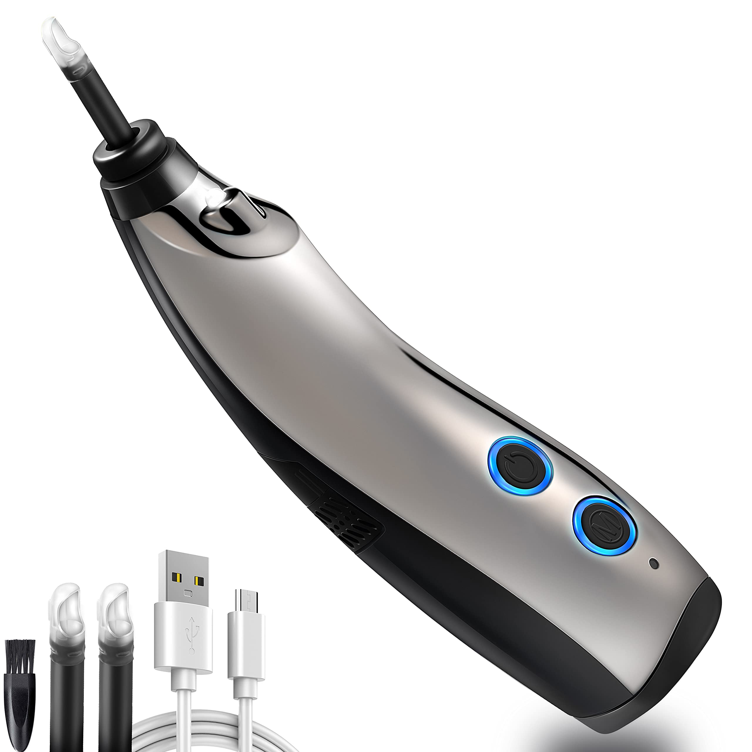 Ear Wax Vacuum, Suitable for Dry Earwax Removal Vacuum Ear Cleaner Rotatable, Ear Wax Removal Tool with Suction, Ear Vacuum Wax Remover with Light, Electric Ear Cleaning Massage Kit for Adults Kids