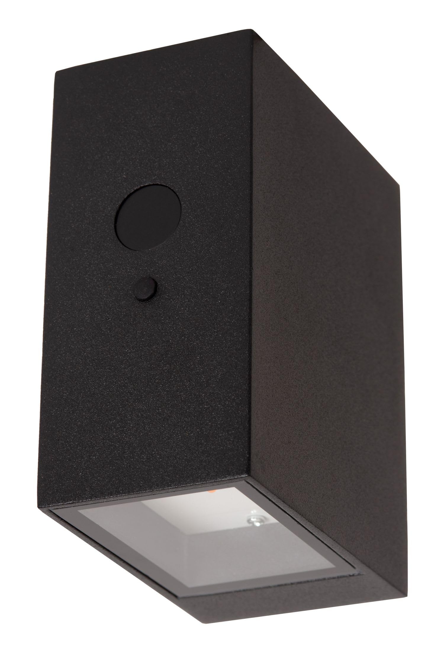 Licht-Erlebnisse LED Solar Wandleuchte mit Bewegungsmelder Außen Aluminium Schwarz IP54 Downlight Modern Balkon Terrasse H:11 cm Außenwandlampe Garten