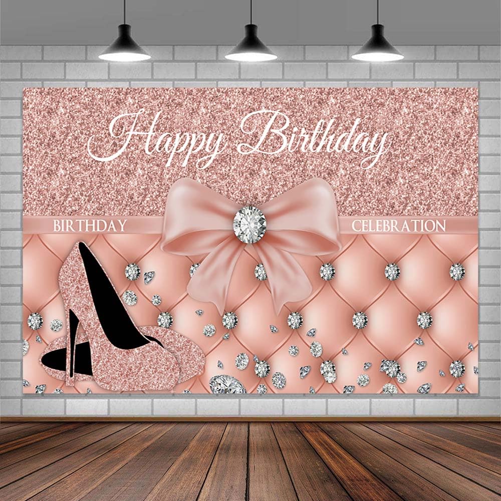 Rosa Geburtstags-Fotohintergrund – 1,8 X 1,2 M, Mit Glitzer & Luftballons, Aus Vinyl, Für 16./18./21. Geburtstag