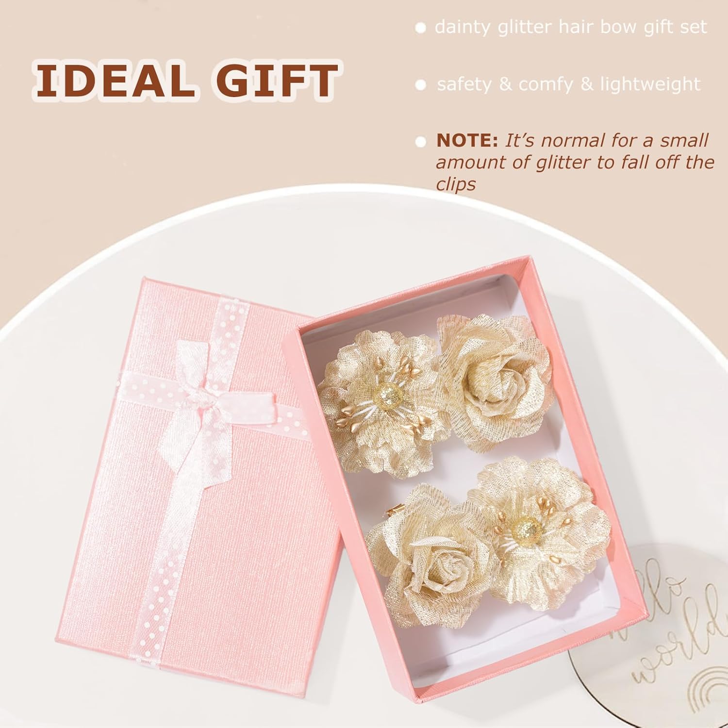 Baby Girls Floral Hair Bows Clips, 4Pcs Glitter Gold Flower Hair Barrettes Alligator Clips, Hair Accessories for Toddlers Kids Teens - Image 6