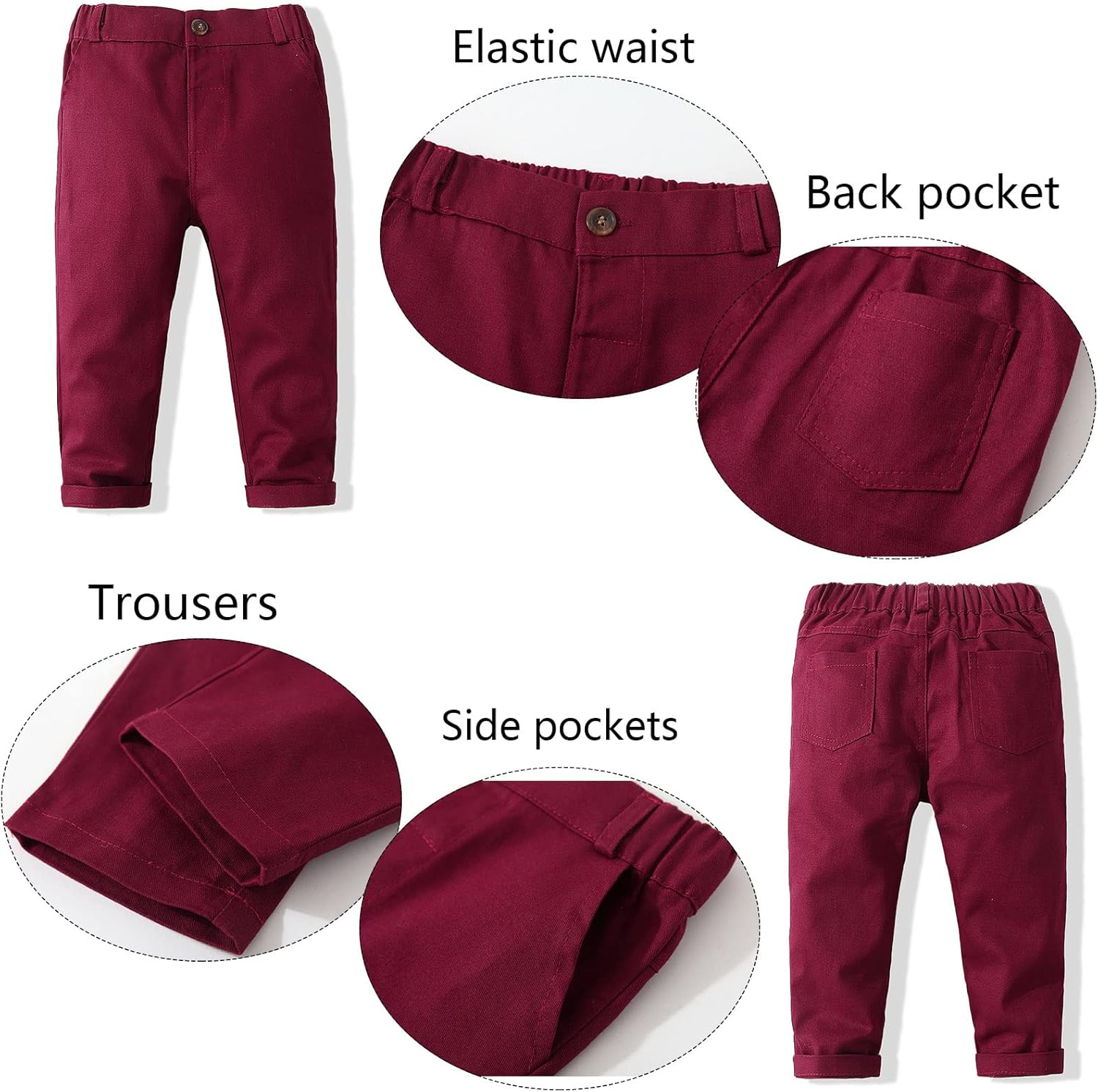 Kimocat Baby Boys Gentleman Bowtie Formal Outfit Suits Tuxedo Vest Wedding Party Suit - Image 4