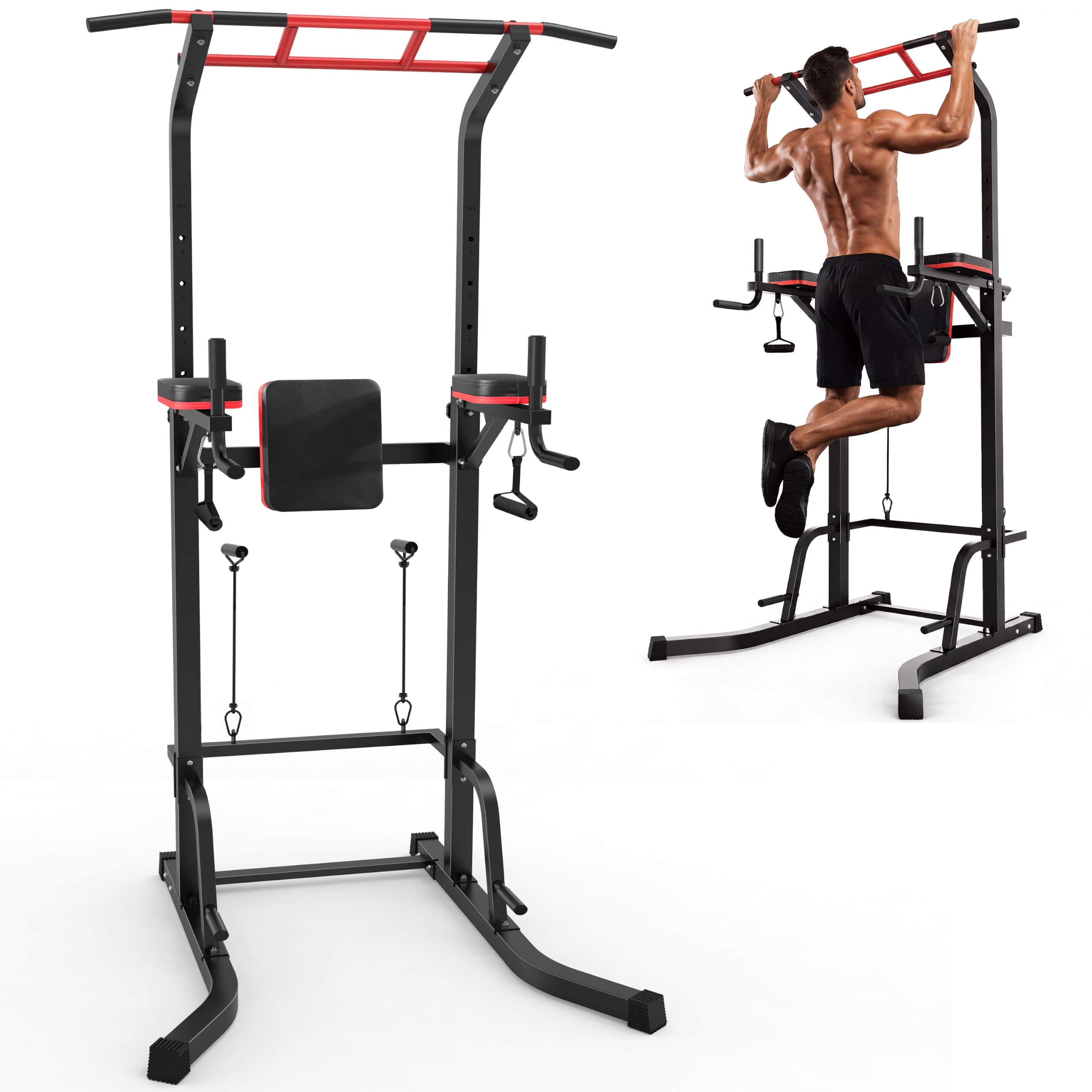 Power Tower Dip Station, Klimmzugstange Freistehend, Höhenverstellbare Krafttrainingsstation, Fitness Station, Pull Up Bar for Home Gym, Krafttraining für Zuhause, Ladekapazität bis zu 230 KG