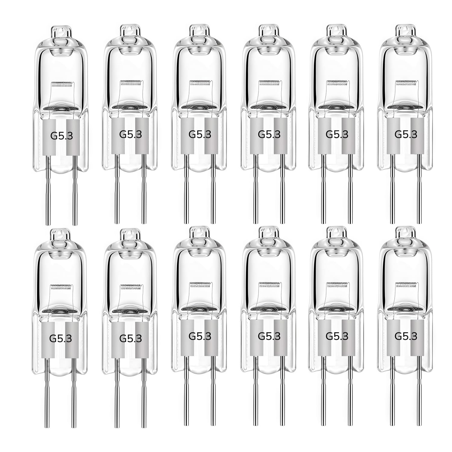 LISOCLU G5.3 Halogen Lamps 12v 24v 36v 220v 110v 20w 35w 50w 70w 100w 150w Warm White 3000k Dimmable,Halogen Bulbs for MR16 Spotlights, Tubular Shape(12V-100W/12PCS)