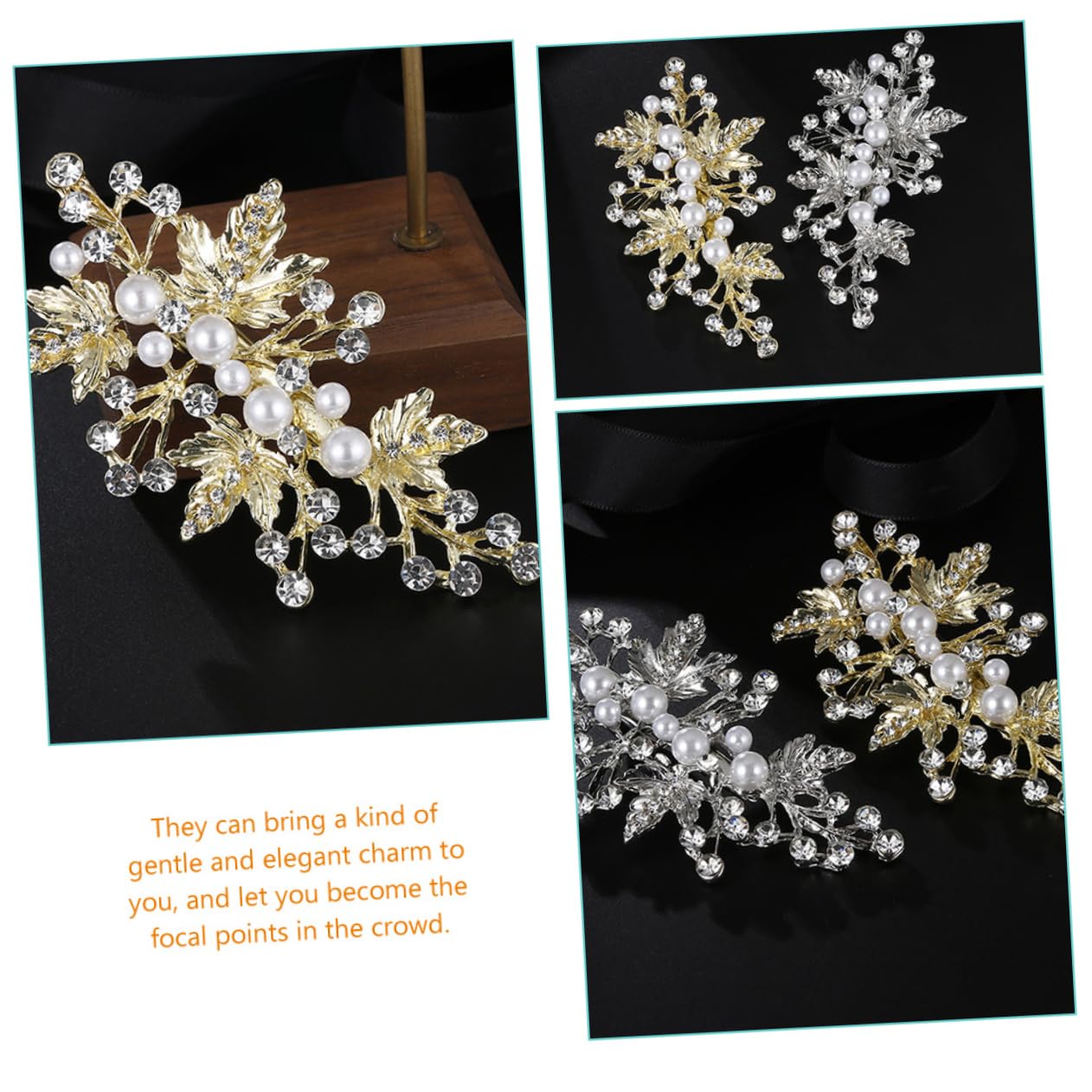 FRCOLOR 5 Sets Braut Haarschmuck Strass Haarspangen Hochzeit Haar Blatt Stück Haarschmuck Für Frauen Gold 2 Stück * 5