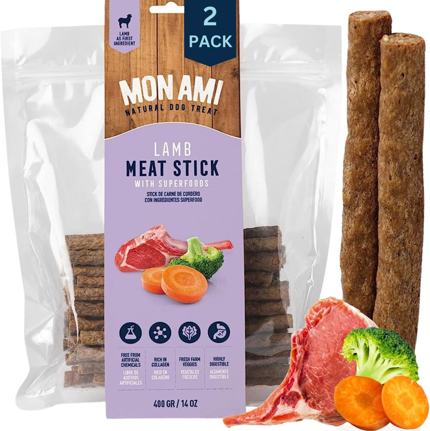Mon Ami Lamb Meat Sticks for Dogs with Farm Fresh