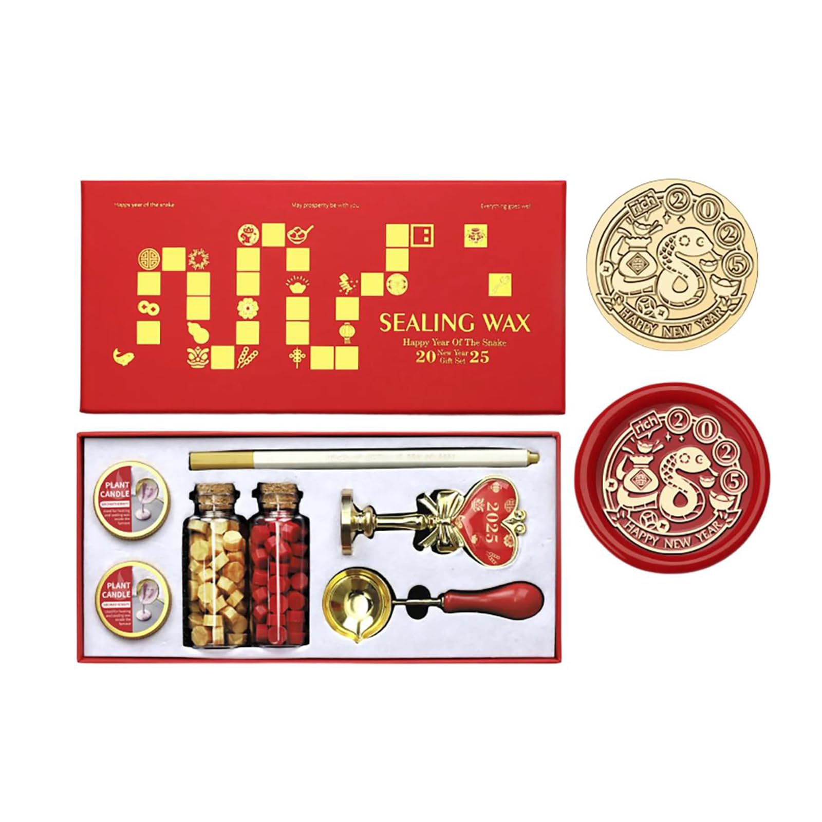 Yhplxyuus Year of the Snake Themed Seal Stamp Seal Beads Melting Spoon and Set for Envelope Card Party Invitation Decorative Envelope