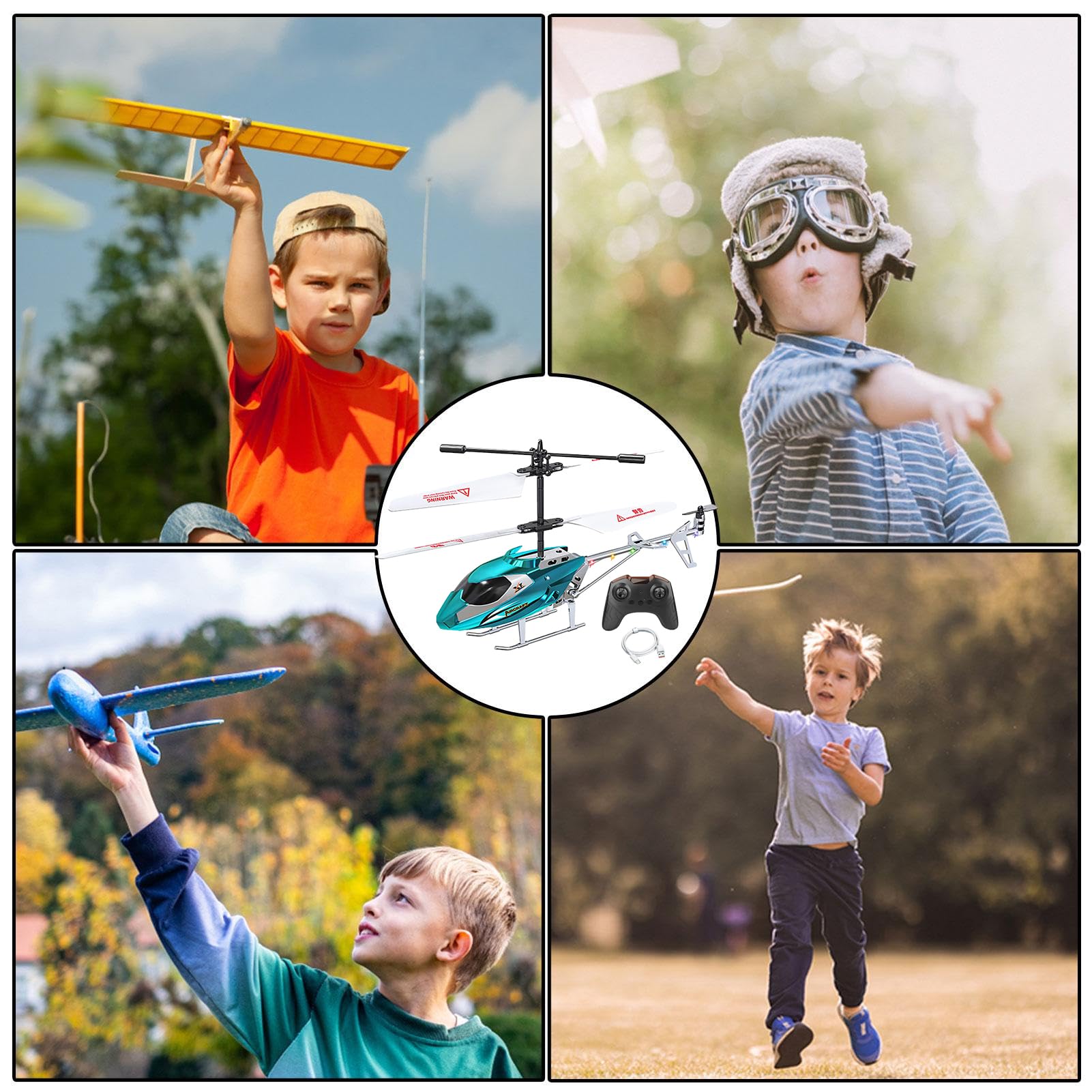 Giocattolo per Elicottero Volante - Drone RC telecomandato per Bambini Principianti, Funzione di Atterraggio per Decollo a Tasto Singolo, Elicottero Giroscopico Stabile | Giocattolo aereo da esterno p
