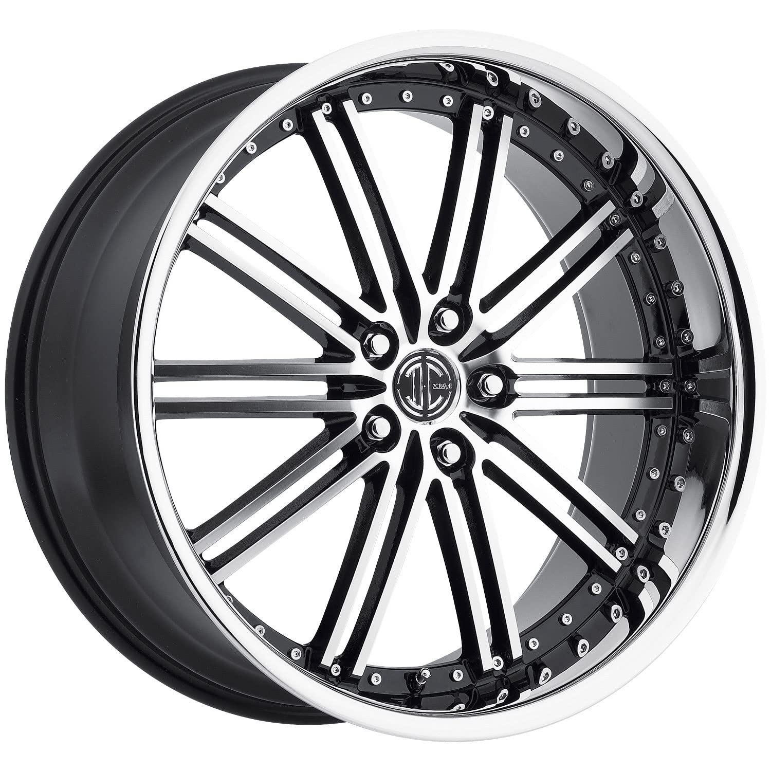 2Crave No.33 Glossy Black/Diamond Cut Face/Chrome Lip - 20X10-5X112 Bolt Pattern, 42mm Offset
