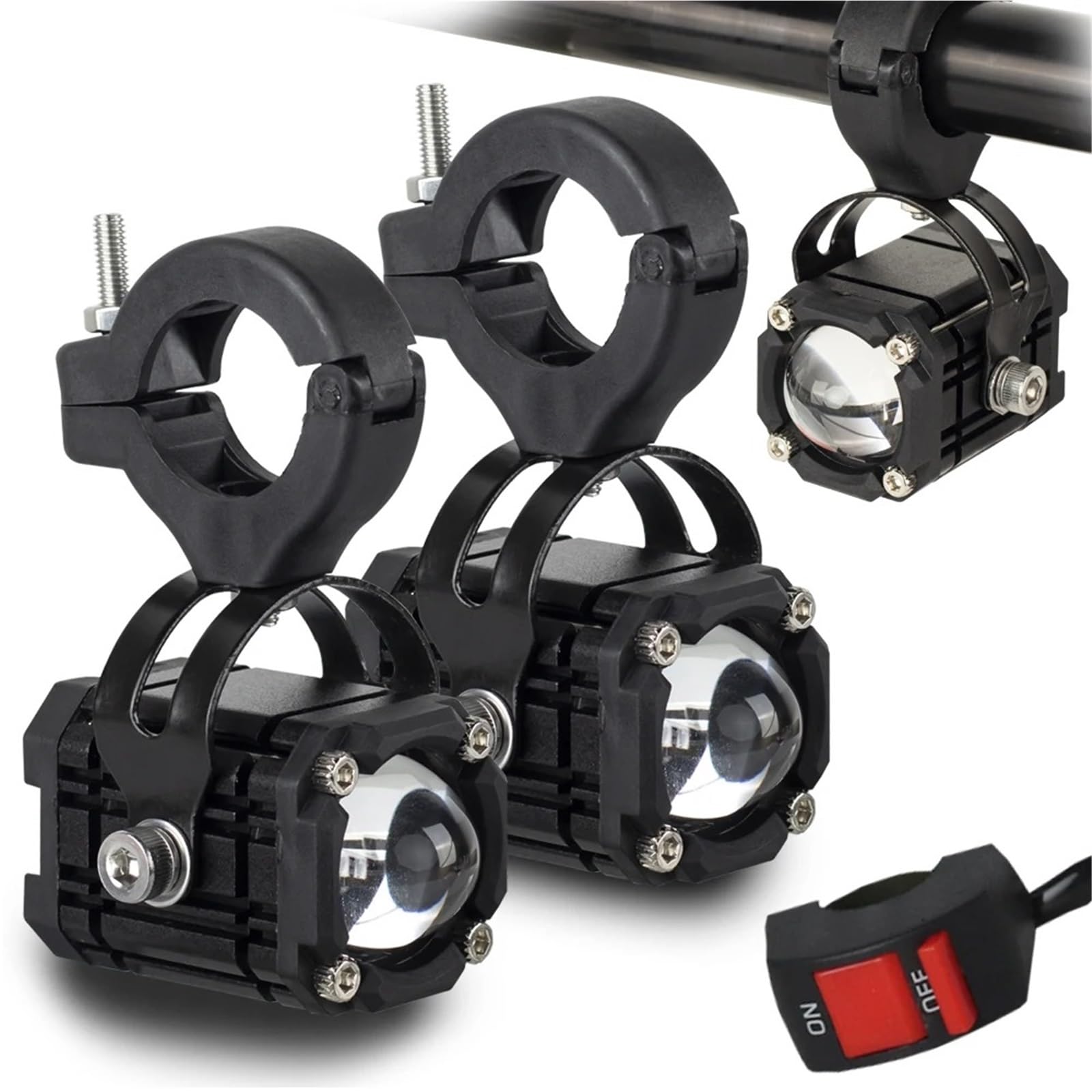Moto Fari Stradali Spot Light Beam Per Motociclette, Luci LED, Faretti Bicolore, Regolazione A 360 Gradi, Fendinebbia Ausiliario