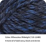 Lion Brand Yarn Hometown Yarn, Super-Bulky Yarn for Knitting, Crocheting, and Crafting, 1 Pack, Milwaukee Midnight | Super Bulky Acrylic Fiber for Warm Crochet Blankets, Knit Winter Hats, Chunky Cardigans, Soft Scarves, Weaving