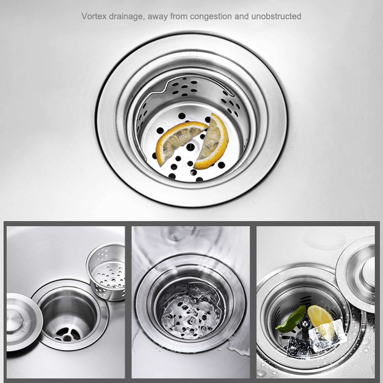 Évier de Cuisine à Une cuve de 50/60 cm, évier de Poste de Travail résidentiel en Acier Inoxydable avec kit de vidange (Salle à Manger, sous-Sol, Garage, buanderie)