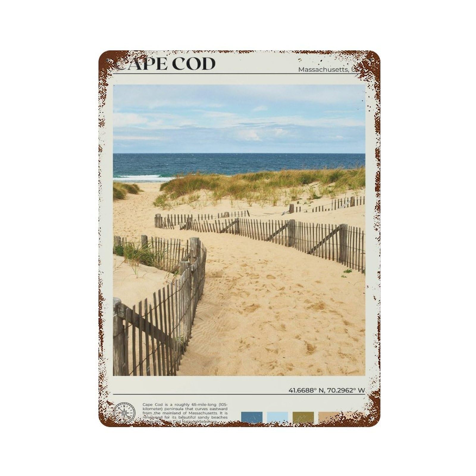 xiaoxiaoshen Real Photo Cape Cod Decor Massachusetts Wall Decor Art Metal Tin Poster Modern Home Decor Art Home Bar Shop Decorations Vintage Sign 40x30cm