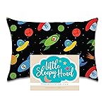 Little Sleepy Head Toddler Pillowcase, 100% Cotton & Hypoallergenic Pillow Case for Toddler Pillow, Snug Fit Envelope Pillowcase, 13x18 Pillowcase, Pilllow Sold Separately (Space \'N Rockets)
