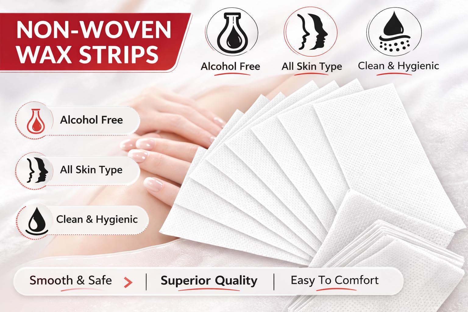 Cartell Non-Woven Wax Strips for Hair Removal, Beige, 28x9 cm, 80 Pieces, Pack of 2, Jewellery Making and Craft Works (White) 4