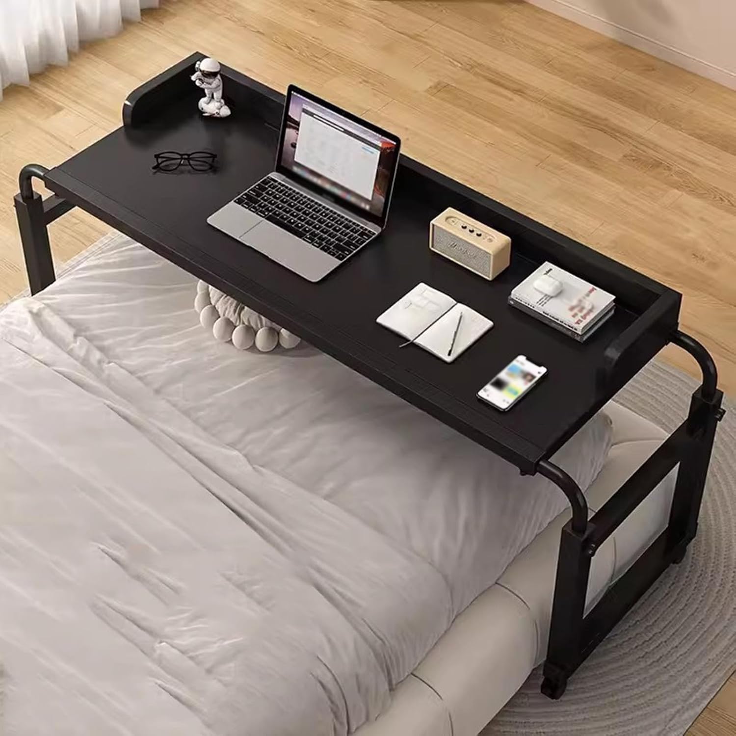 Mesas de Cama con Ruedas para Silla de Ruedas, diván Ajustable en Altura, Escritorio pequeño Debajo del colchón para Personas con discapacidad, Barra de Apoyo de Hospital (Color: n