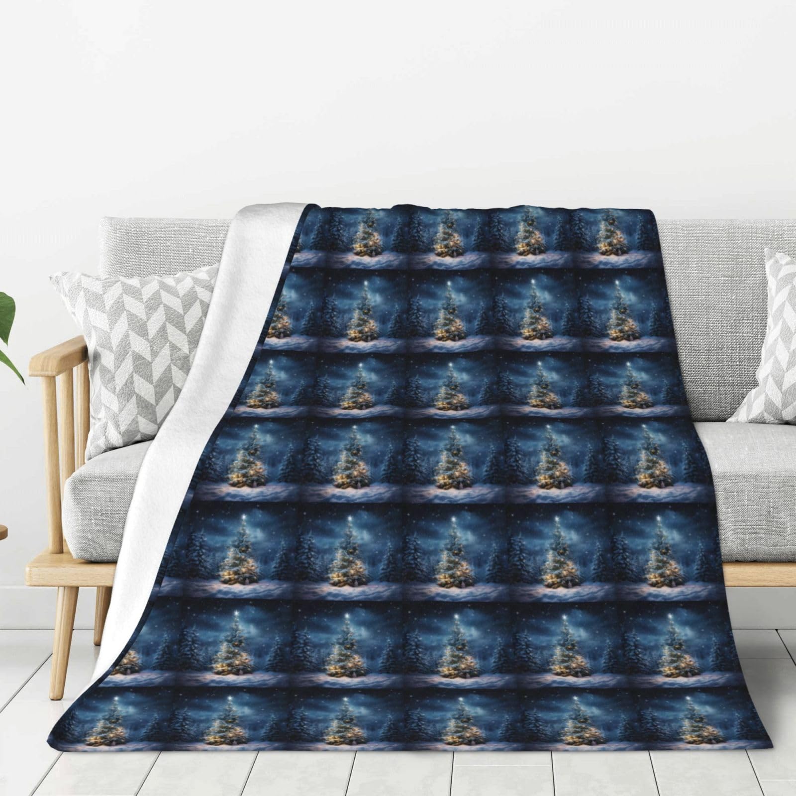 Couverture de Noël épaisse et douce pour grand lit et canapé motif neige
