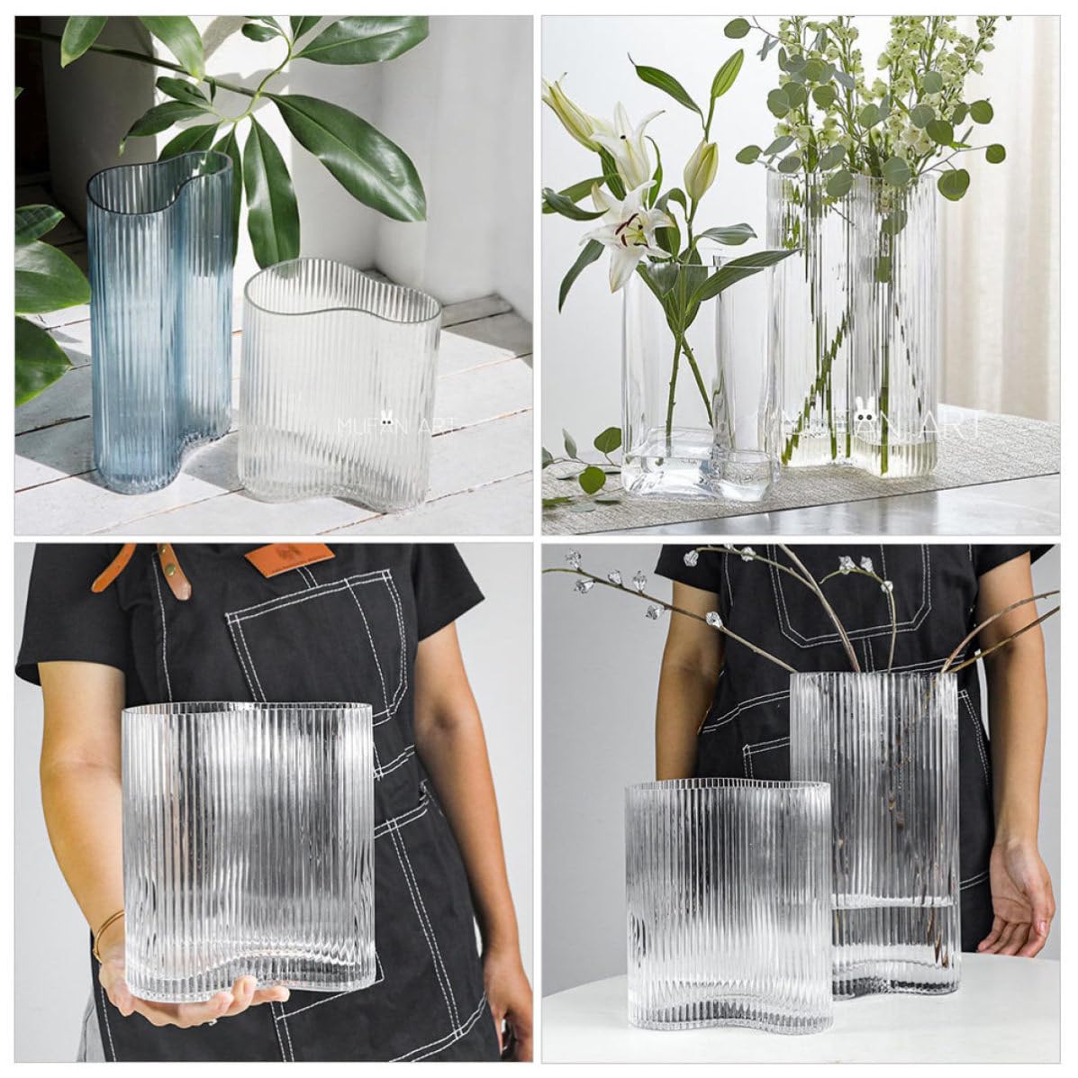Vaso Design Semplice ed Elegante per Fiori Stile Nordico in Vetro Trasparente Contenitore Pratico per Composizioni Floreali per Decorazione Interna
