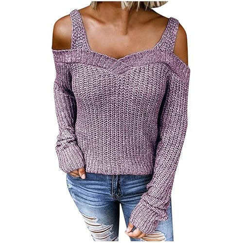 Fudule Women's Pullover Sweaters,Lightweight V Neck Pullover Color Block Hoodie Striped Hollow Out Sweater Knit Blouse