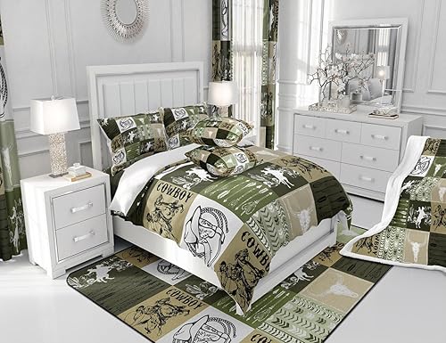 Miniatura 6 de Manfei Juego de funda de edredón de vaquero, tamaño individual, funda de edredón con 1 funda de almohada, funda de edredón con 1 funda de almohada,