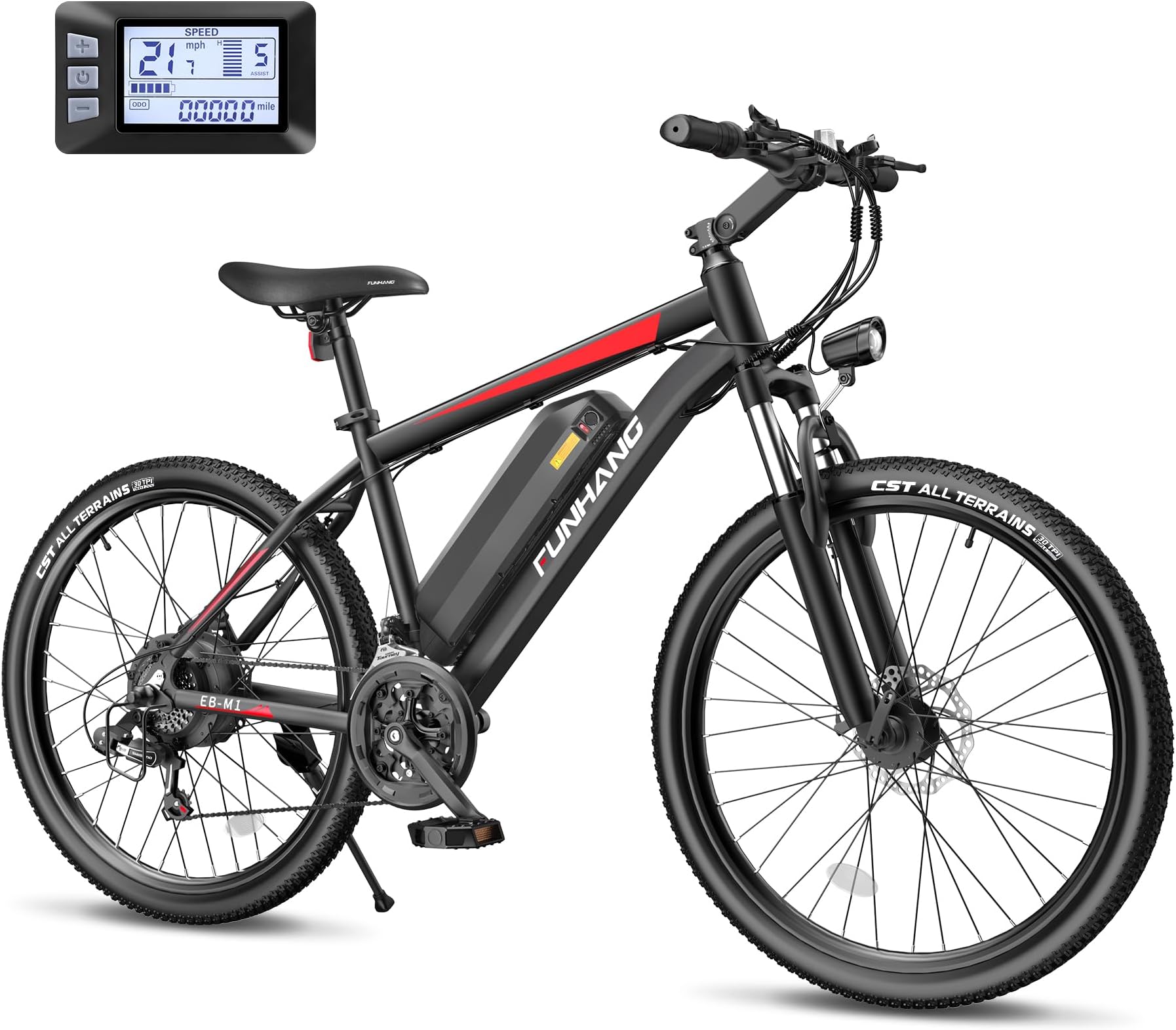 Electric Bike for Adults, Peak 1000W Ebike, 50Miles 21.7MPH Adult Electric Bicycles, 26" Electric Mountain Bike 48V 374.4WH Battery, Commuter E Bike with Adjustable Stem, Fenders, 21 Speed