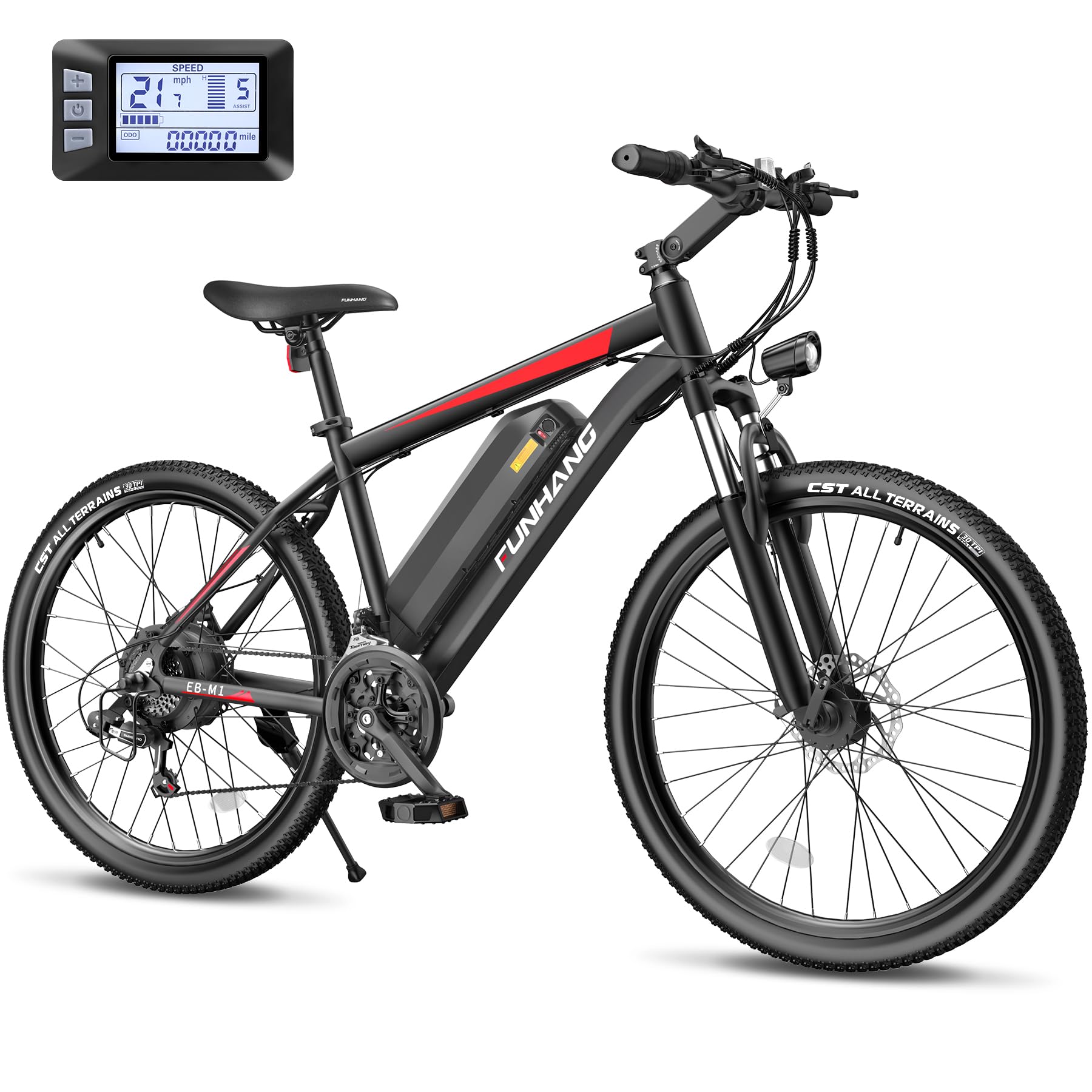 Electric Bike for Adults, Peak 1000W Ebike, 50Miles 21.7MPH Adult Electric Bicycles, 26" Electric Mountain Bike 48V 374.4WH Battery, Commuter E Bike with Adjustable Stem, Fenders, 21 Speed