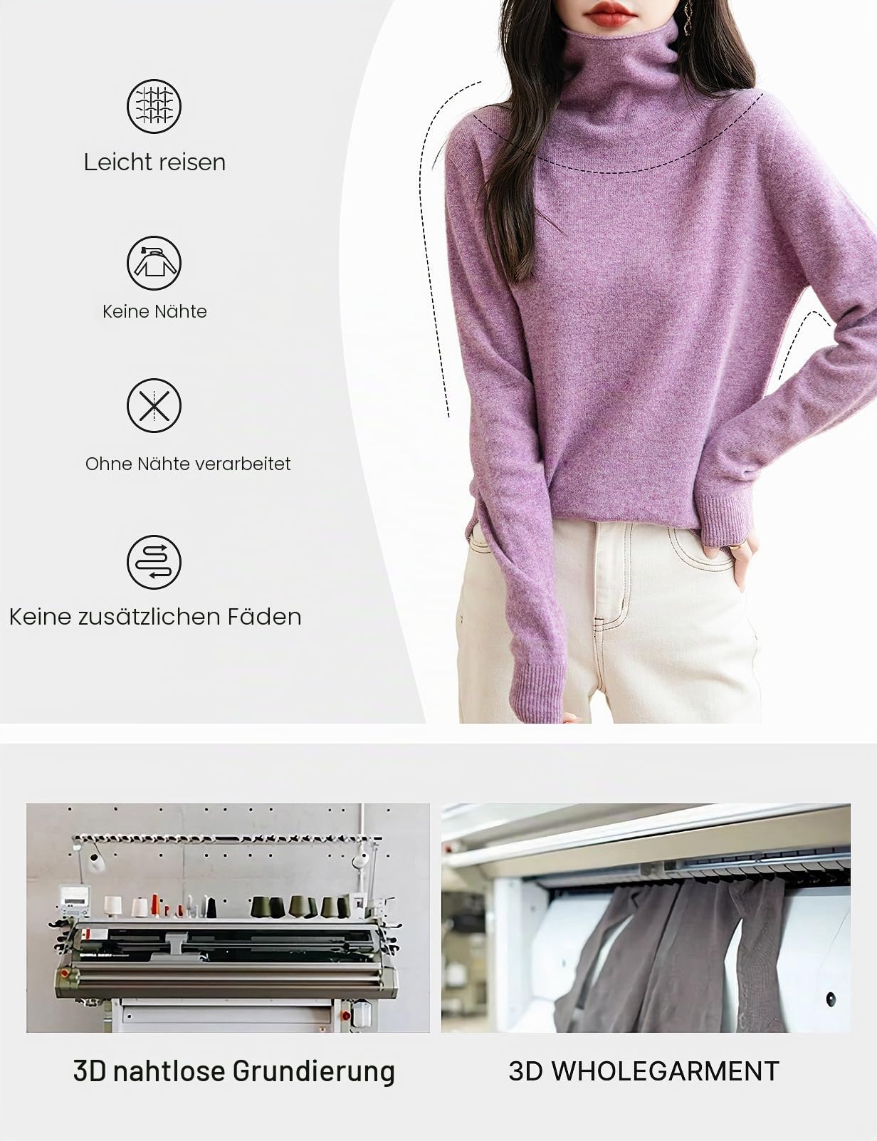 Chanyarn 100% Merinowolle Pullover Damen Rollkragenpullover First-Line Ready to Wear Langarm nahtlosem Strickpullover