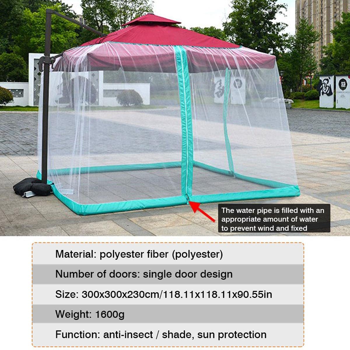 Ombrello Zanzariera Regolabile in Altezza Schermo Portatile Leggero Resistente Ai Raggi UV Stile Gazebo Zanzariera Campeggio All'aperto-300x300x230cm,Francia
