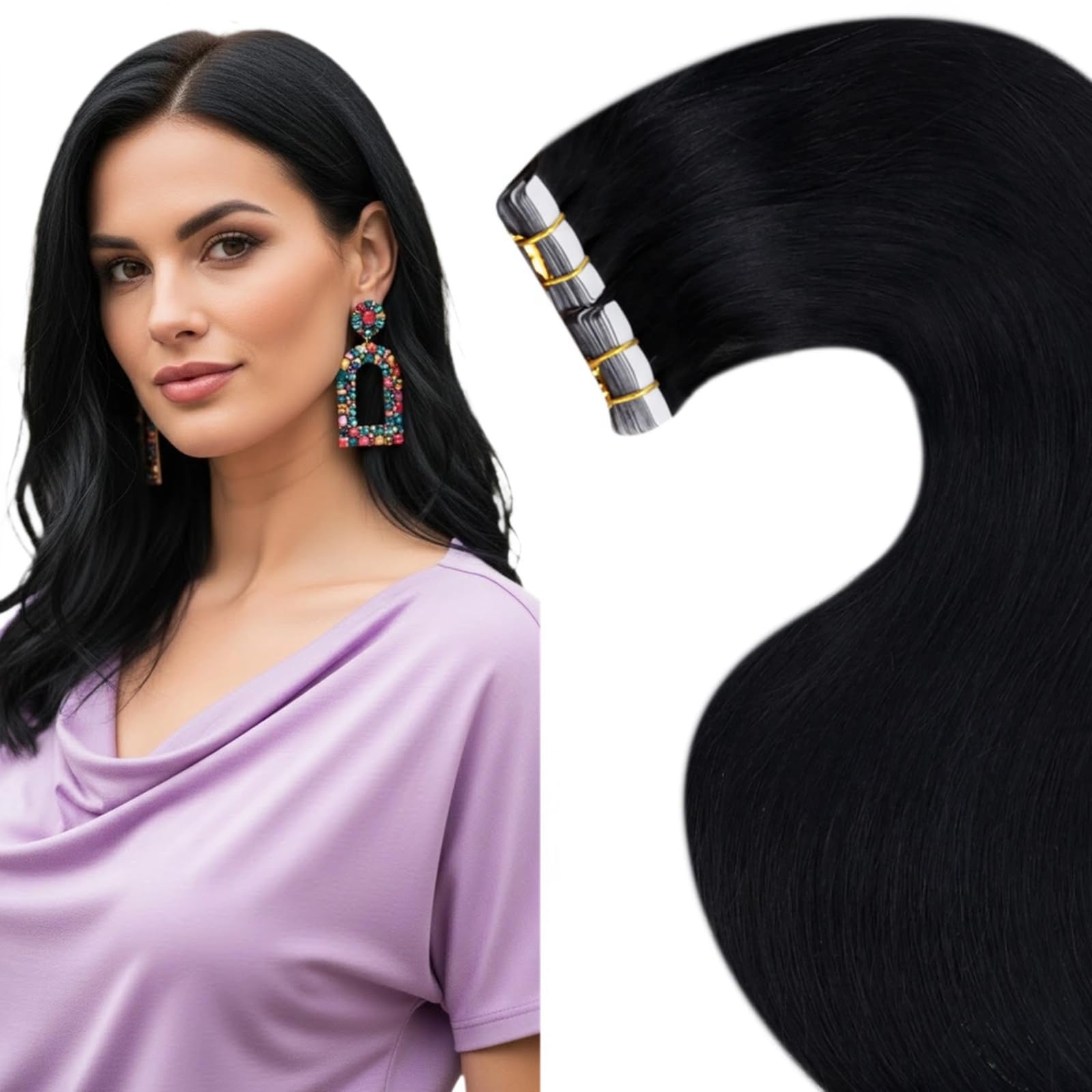 LaaVoo Tape in Hair Extensions Human Hair Blonde Tape Hair Extensions Real Human Hair Invisible Tapes Remy Straight Balayage Brown to Blonde Hair Double Sided Tabs 20pcs 50g 18 Inch #8/18/60 — view 61