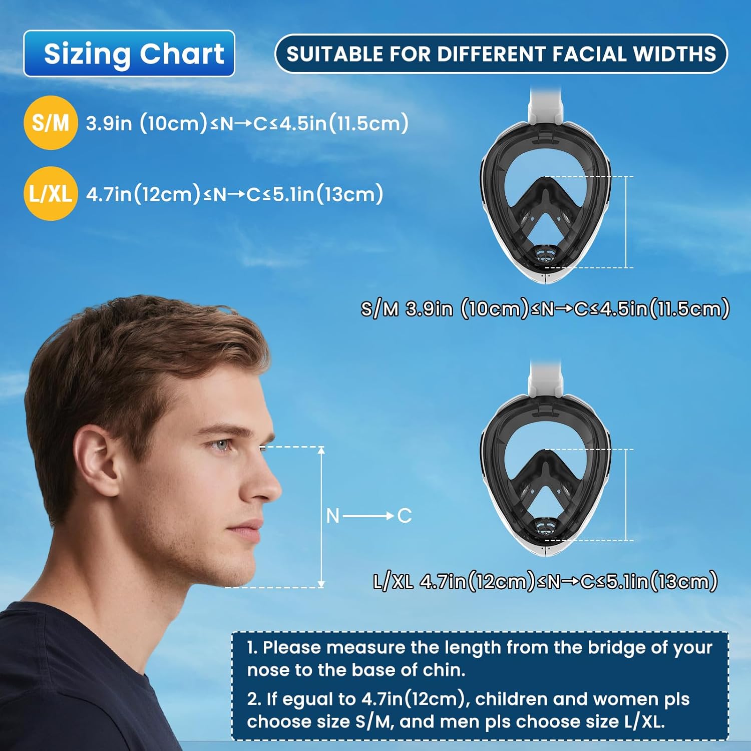 Full Face Snorkel Mask, Snorkeling Gear for Adults, Scuba Mask Diving Dry Top Snorkel Gear with Detachable Camera Mount, 180° Panoramic View Anti-Leak Anti-Fog Travel Package - Image 4