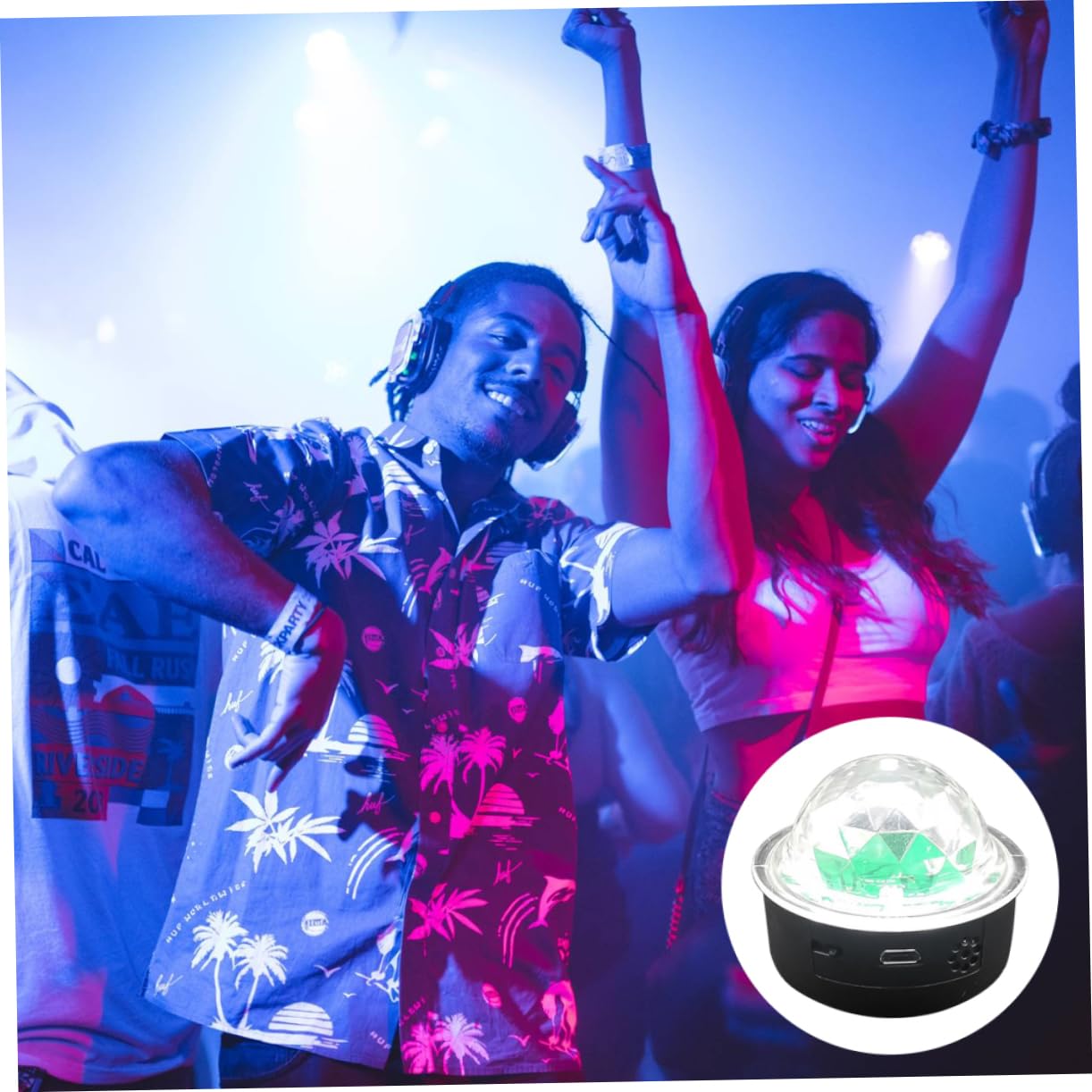 jojofuny Voice Control Stage Lamp Sound Activated Party Lights USB Disco Ball RGB Crystal Ball Portable Light