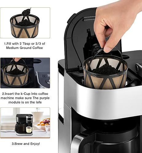 Miniatura 4 de MaxRona K-Duo Essentials - Filtro de café reutilizable para cafeteras Keurig Duo de malla en tono dorado, solo para cafeteras Keurig Duo y K-Duo