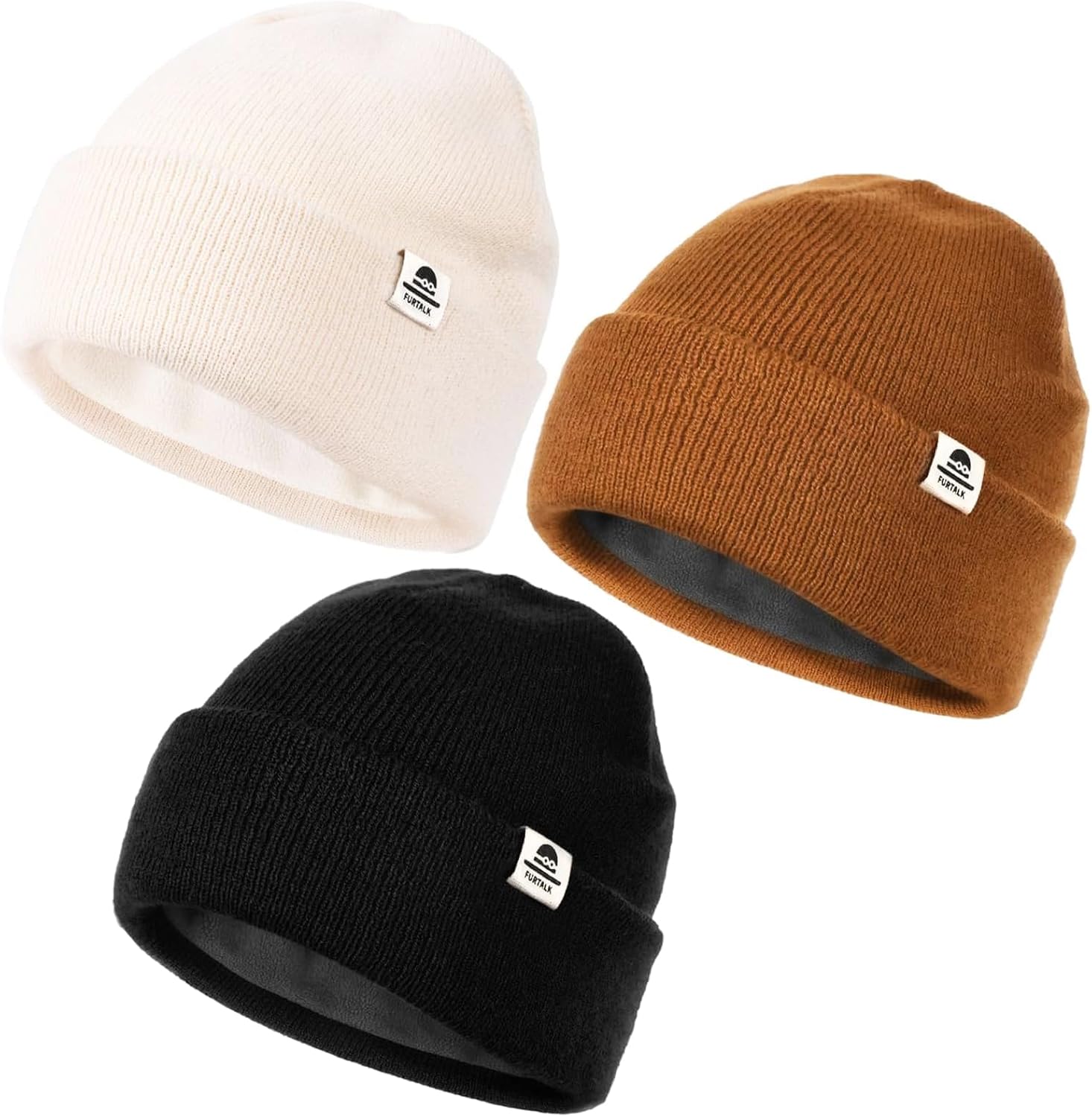 FURTALK Baby Beanie Fleece Lined Toddler Winter Hat Boys Girls Knit Warm Beanies Kids Ski Hats for 0-8 Years