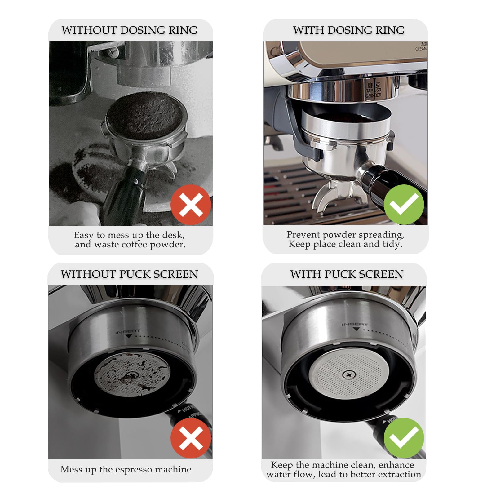 Barista magnetyczny nośnik, pierścień dozujący 51mm, ekran krążkowy, akcesoria do sitka, lejek ze stopu aluminium, lejek dozujący 51mm