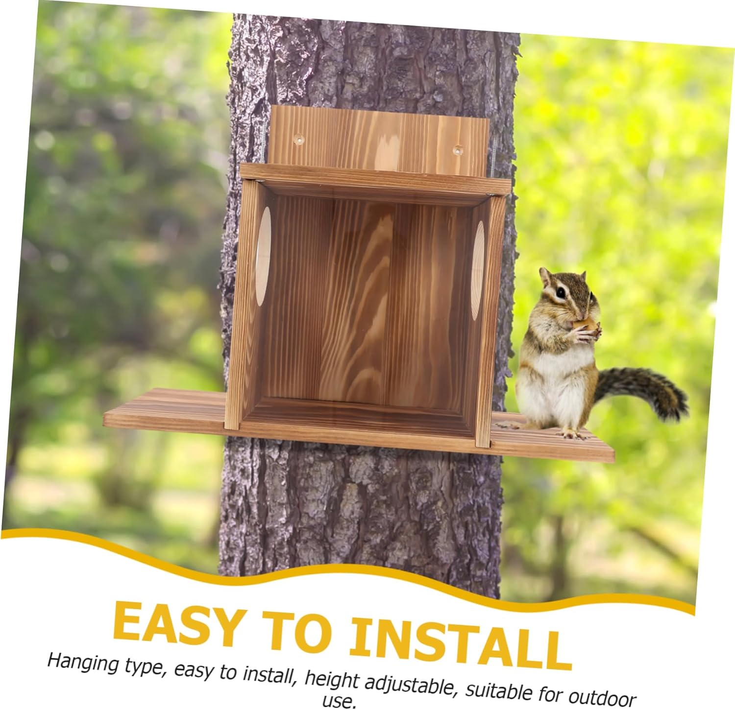 Wooden Squirrel Feeder Squirrel Feeding House Outdoor Feeder for Garden