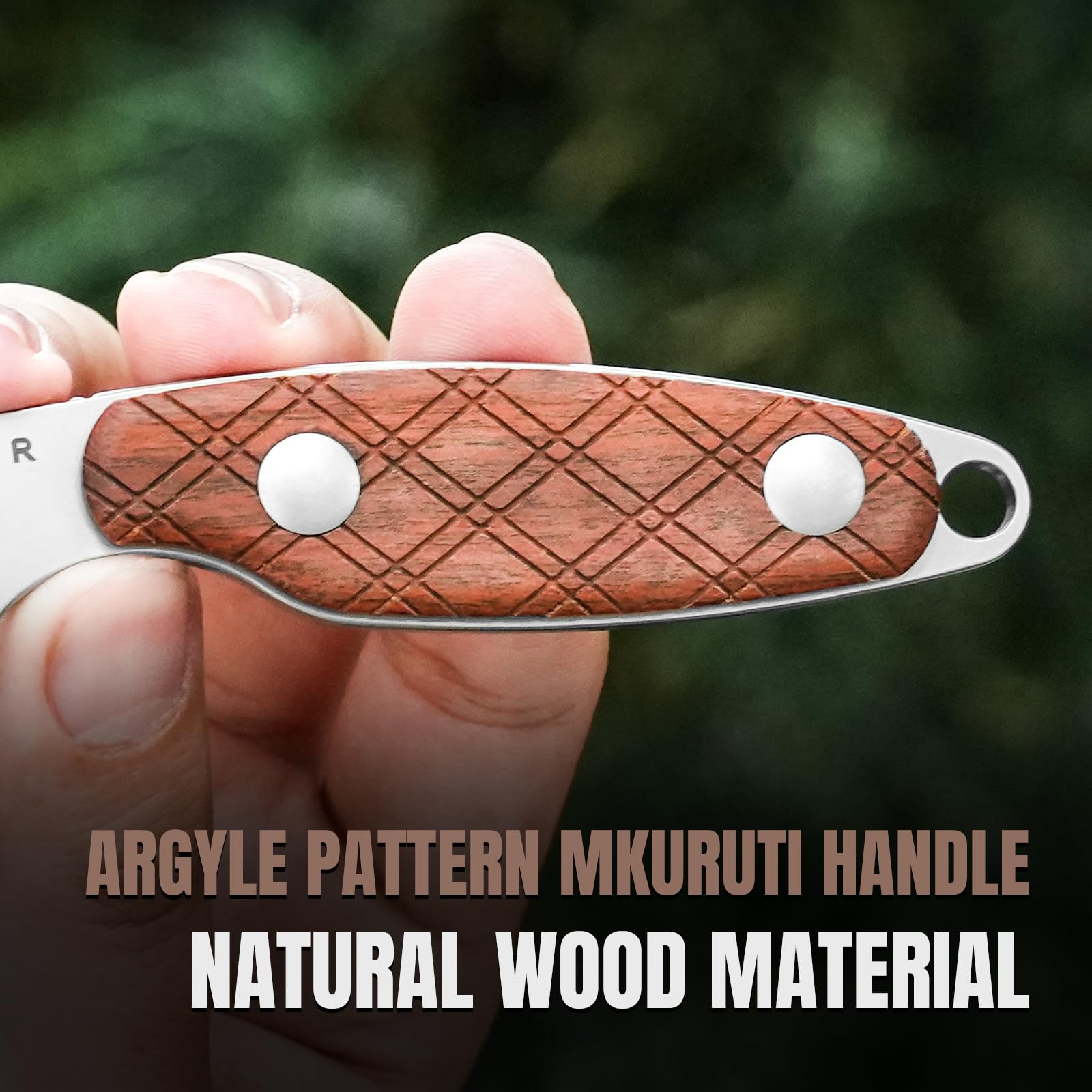 Kizer Muskrat Feststehender Messer, 8 cm S35VN Stahl mit Mkuruti Holzgriff Feste Klinge EDC Messer für Männer Frauen, für Outdoor-Jagd Wandern Überleben Camping mit Scheide, 1064A2