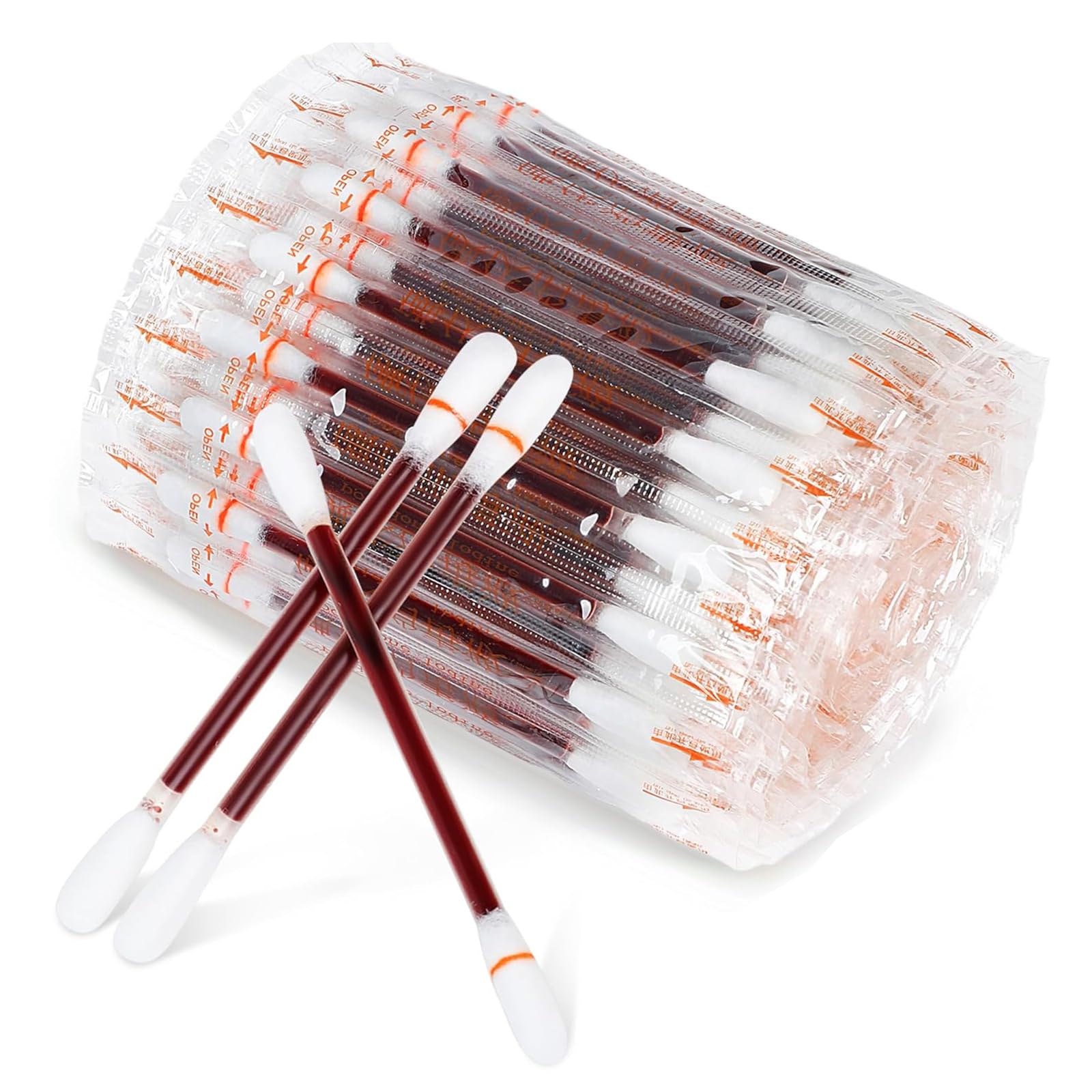 100 Stück Wattestäbchen Jod im Inneren, Einweg Jod-Tupfer, Einzeln Verpackte Desinfizierte Wattestäbchen für Reisen, Outdoor-Sport