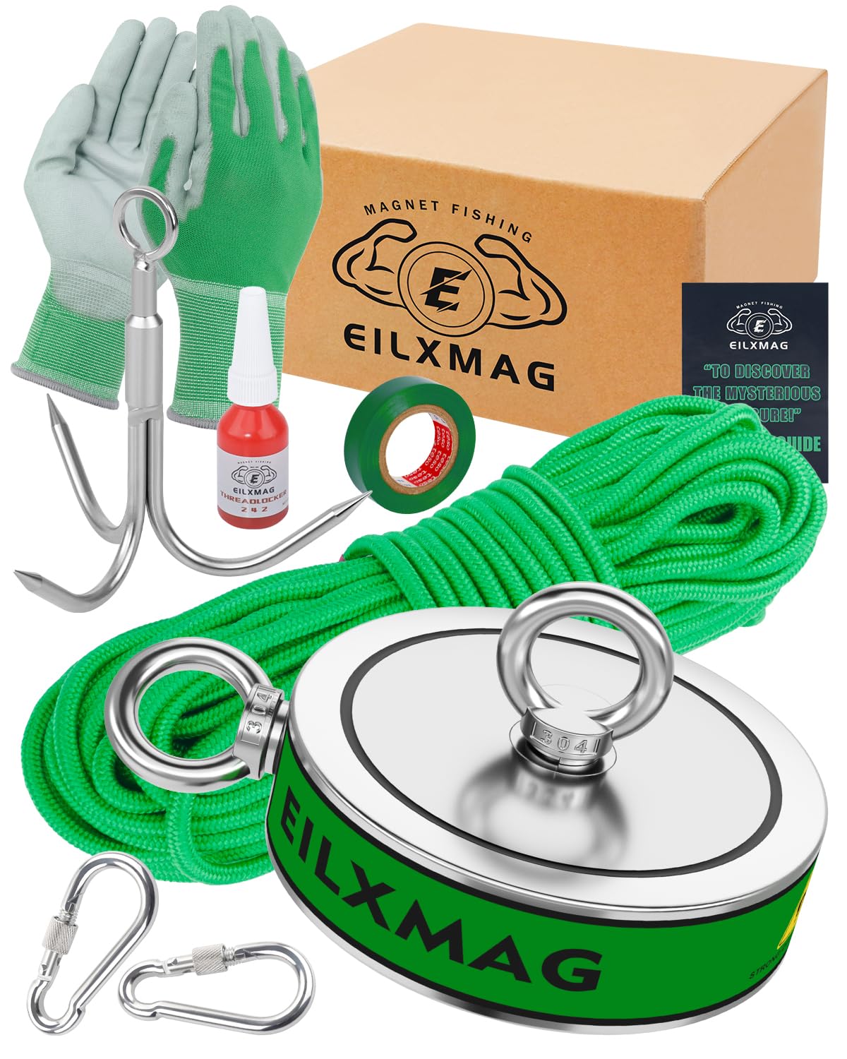 EilxMag Super Strong Fishing Magnets, 2625 LBS (1190 KG) Double