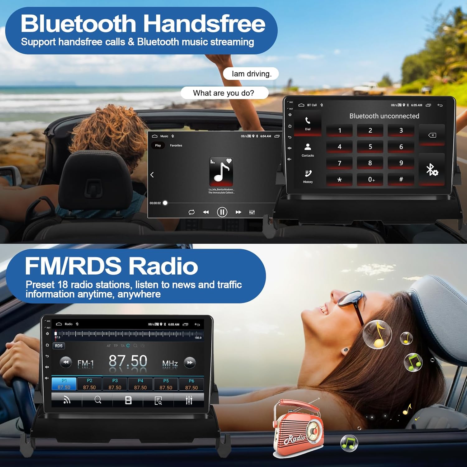 2G+64G Car Stereo Radio for Dodge Journey 2009 2010 2011 with Wireless CarPlay Android Auto Android 13 Head Unit 9" Touchscreen Car Radio with WiFi/GPS Bluetooth FM/RDS Radio AHD Backup Camera