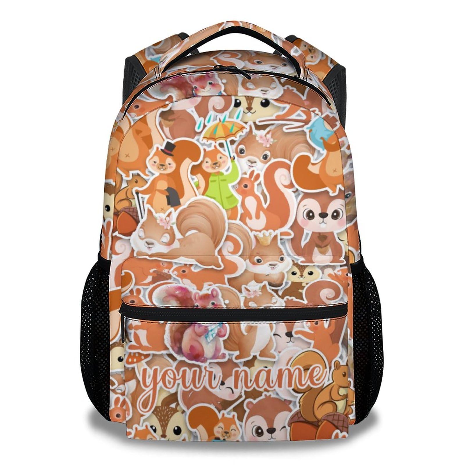 CUNEXTTIME Custom Squirrel Backpack for Girls Boys, 16 Inch Backpacks for School, Cute Lightweight Durable Bookbag for Kids