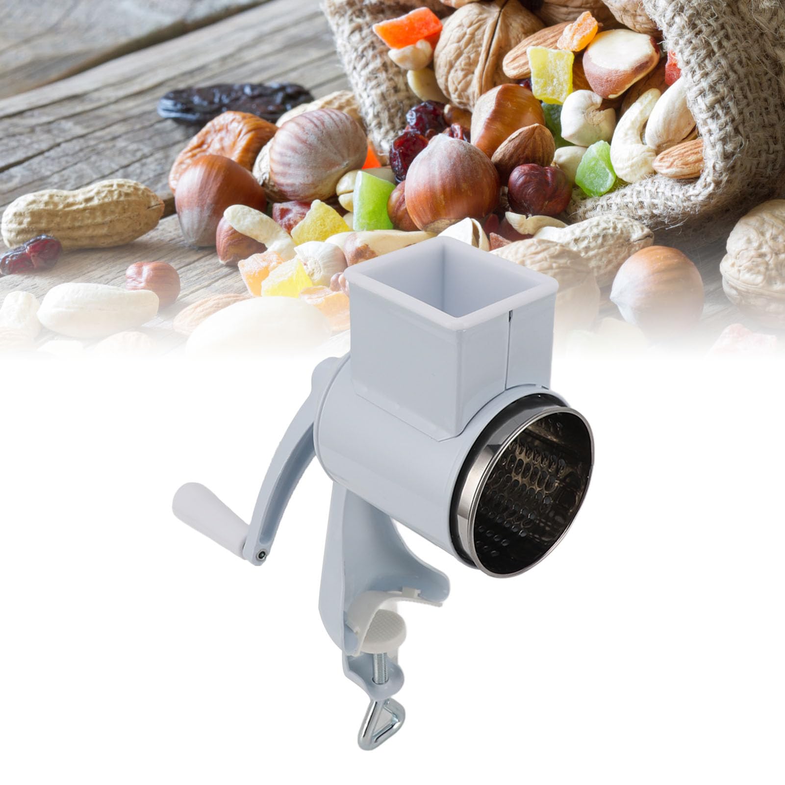 Molinillo de Grano Manual, Molinillo de Grano de Manivela Extraíble de Acero Inoxidable de Aleación de Aluminio con Abrazadera de Mesa para Especias, Pimienta, Maíz (Estilo 2)
