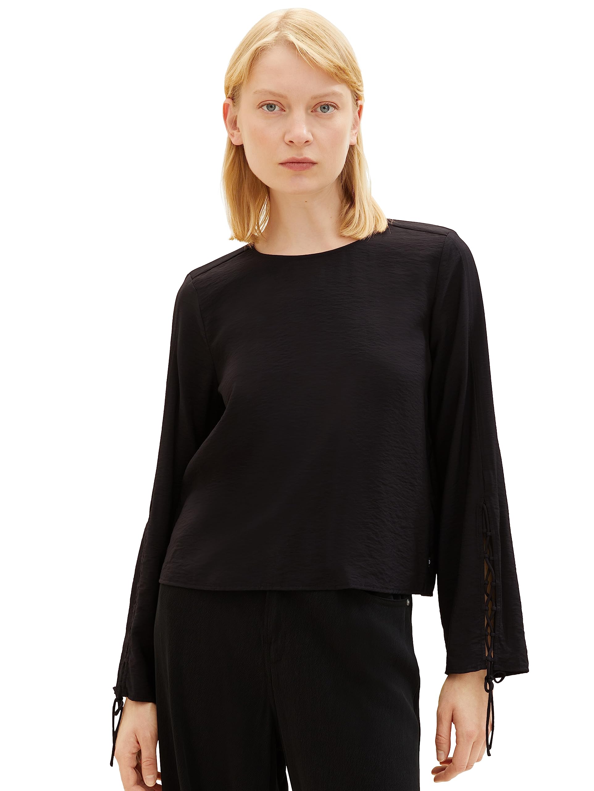 TOM TAILOR Denim Women's Lace Up Blouse, 14482-deep Black, XXL