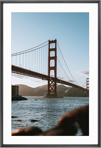 Vista 62 de Frametory - Colección de marcos de metal para fotos, marco de aluminio para fotos con alfombrilla de color marfil y cristal real Dorado