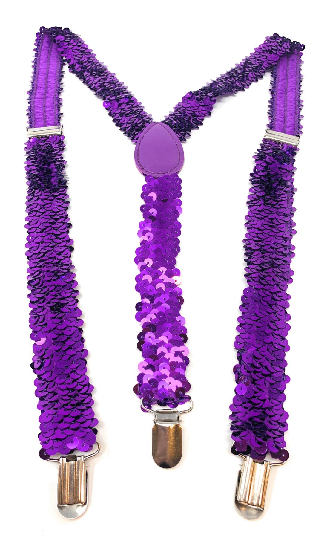 Cadoline Purple Mens Sequin Polyester Fancy Dress Suspenders 100 x 2.5cm