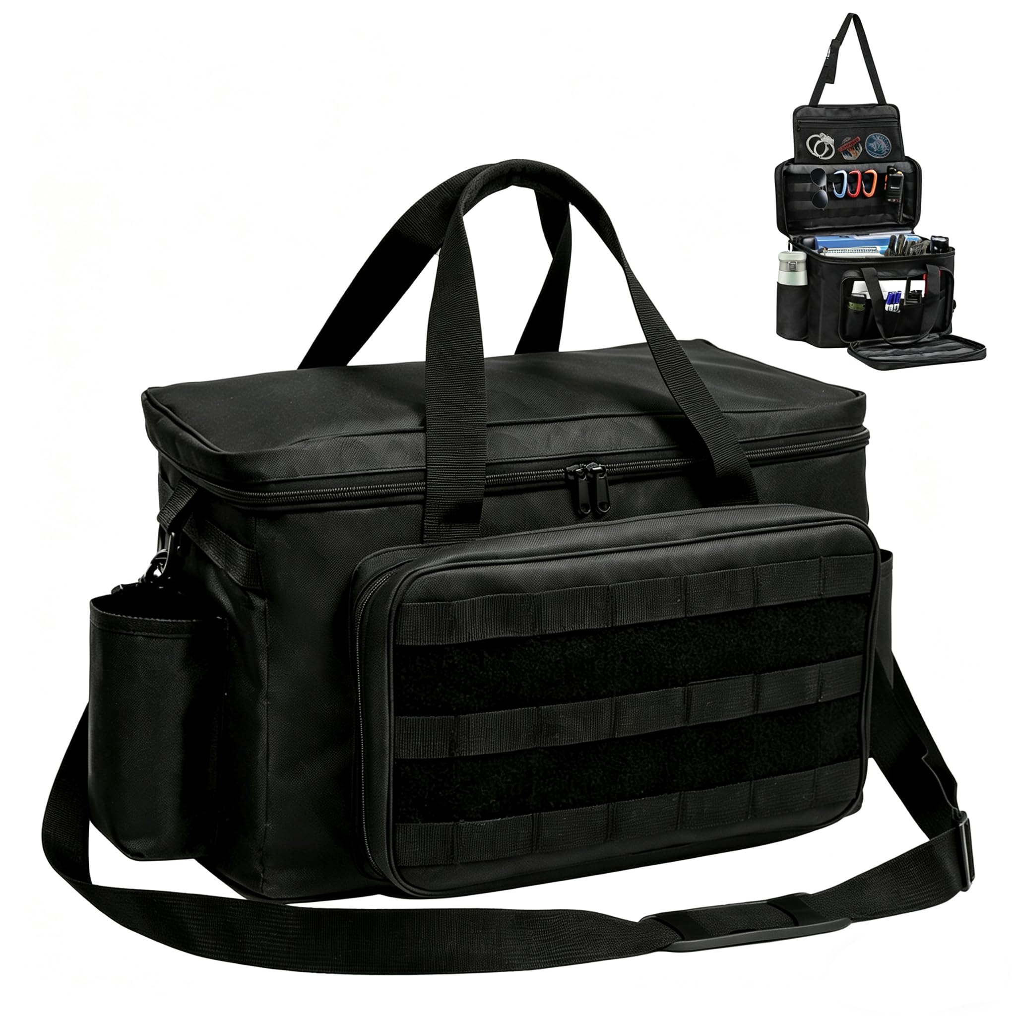 Polizei Tasche Taktische Tasche Range Bag, Waffentasche Molle Organizer Beifahrersitz Auto Vordersitz-Organizer Passend für Beifahrersitz, Reisetasche Militär mit Fach und Getränkehalter