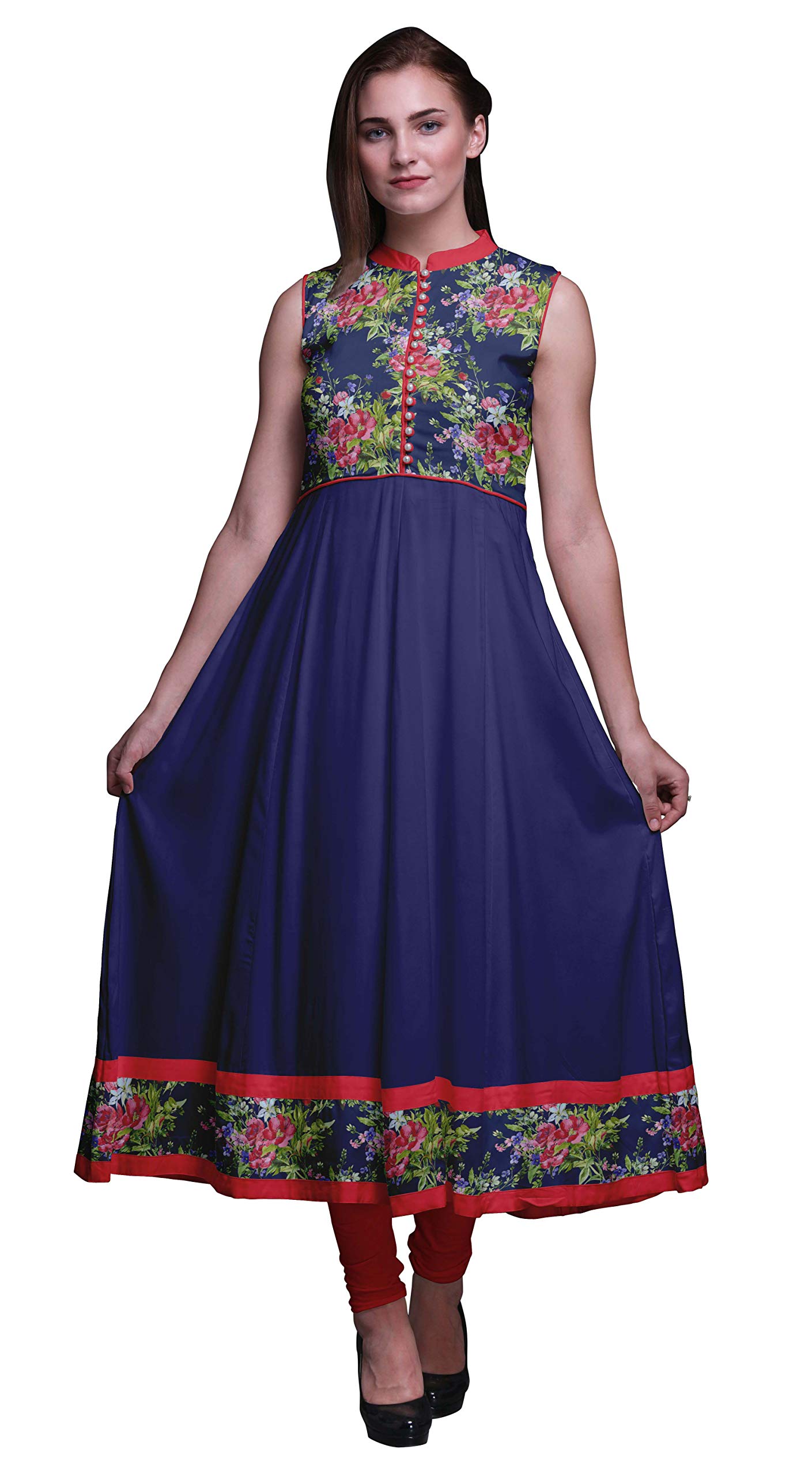 Bimba Floral Indian Kurtis for Women Solid Readymade Anarkali Dress Printed Indian Kurti
