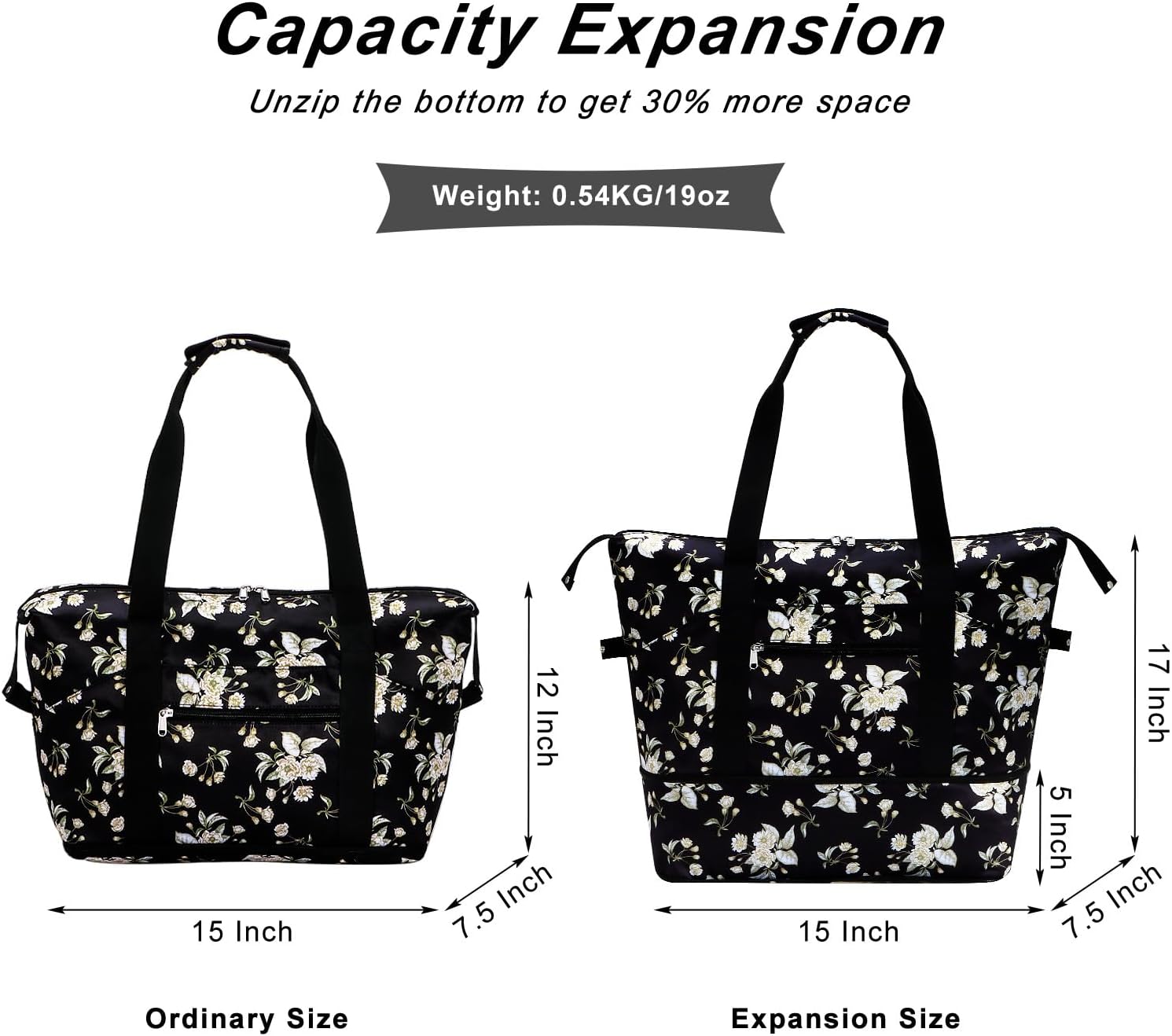 Expandable Duffel Bag for Women with Trolley Sleeve/Wet Pocket Weekender Travel Tote Large Carry On Overnight Luggage image 3