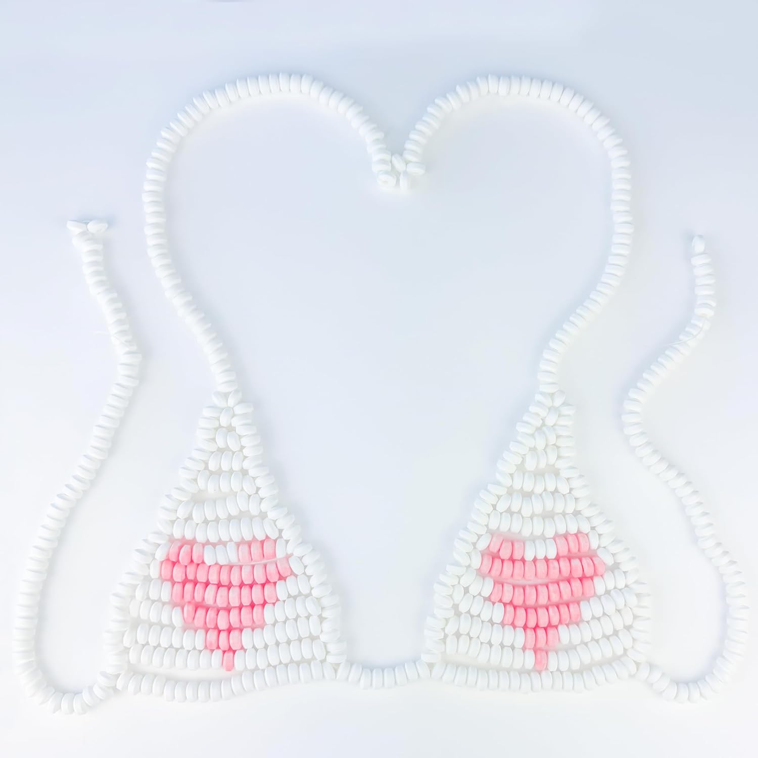 Candy Hearts Bra One Size Fits All Reinforced String Design for Women White