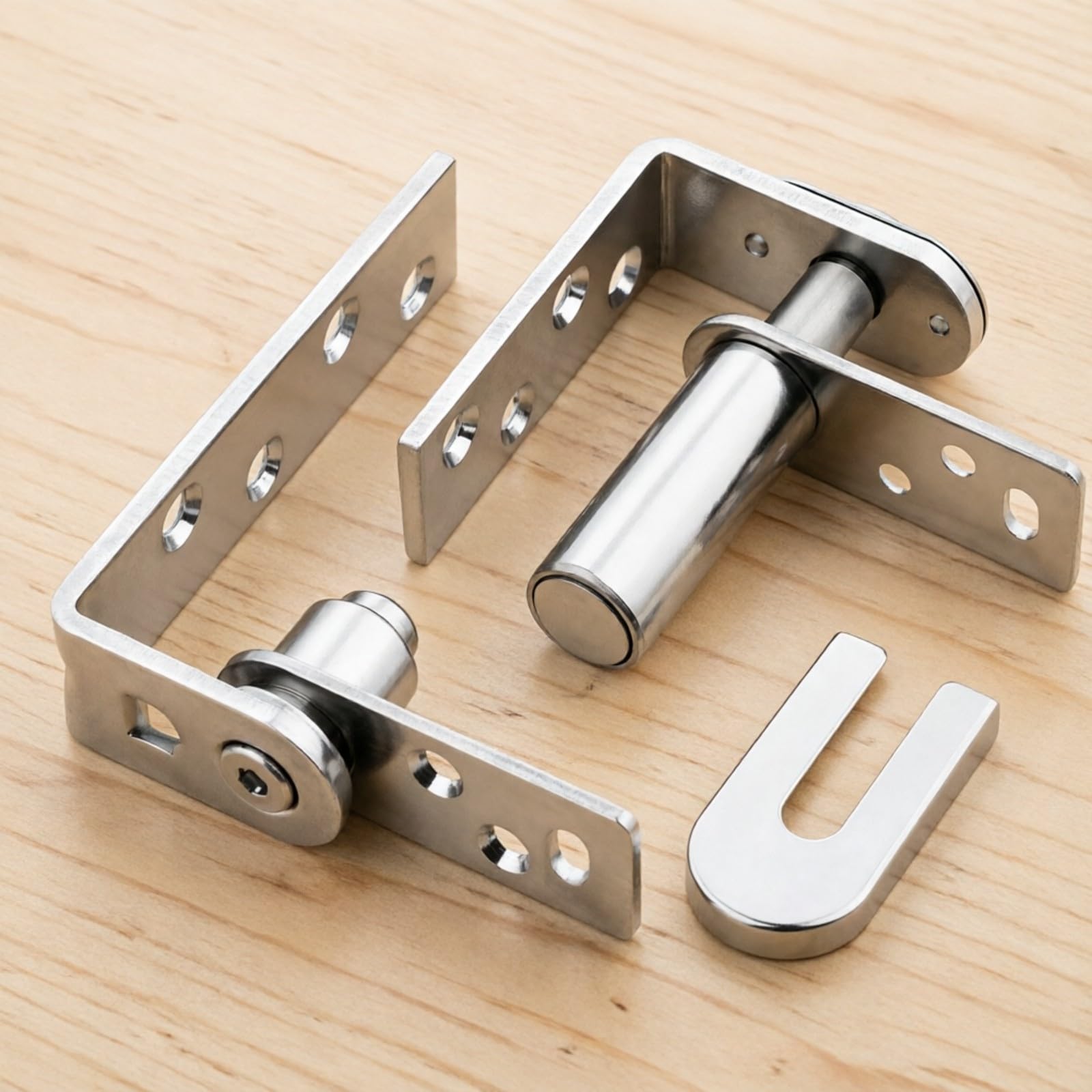Cerniera con Molla di Ritorno Automatico Acciaio Inossidabile 304, Finitura Metallo Spazzolato, Cerniera con Ritorno Automatico, per Bagni Pubblici, Stile B